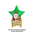 Green star-shaped Santa Claus foil balloon with gold tassels for Christmas decor - Green Santa Star Tassel / 76.5x100cm