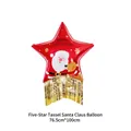 Large Christmas star-shaped foil balloon with Santa Claus and gold tassels, 76.5x100cm size - Red Santa Star Tassel / 76.5x100cm