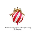 Festive Christmas bowknot foil balloon featuring red and white stripes, size 70.5x80cm - Red Hanging Ball / 70.5x80cm