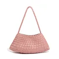 Pink hand-woven trapezoidal shoulder bag with minimalist French style - Pastel Pink