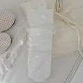 Sheer white mesh crew socks featuring small bowknot details for summer lolita style - One Size / Flocked Bow-White Base White Bow