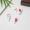 Magnetische Herz-Anhänger mit niedlichem Fußabdruck-Design für Freundschaftsketten - Fußabdruck Bogen Magnetischer Stil / Weiß
