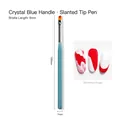 Pinceau nail art professionnel à pointe biseautée manche cristal bleu 155mm - Bleu Cristal N° 135 (Pinceau Biseauté)