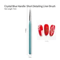 Pinceau liner professionnel pour nail art avec poils de 7mm et manche bleu cristal - Bleu Cristal N° 131 (Liner Court)