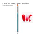 Pinceau nail art professionnel avec manche bleu cristal et tête ronde, outil de 156 mm - Bleu Cristal N° 134 (Pinceau à Tête Ronde)