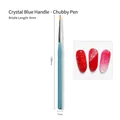 Pinceau liner professionnel pour nail art avec poils de 9mm et manche bleu pour détails précis - Bleu Cristal N° 138 (Pinceau Chubby)