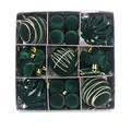 Set di decorazioni natalizie floccate verde scuro con motivi dorati in confezione regalo - Verde Scuro