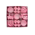 Set di 35 decorazioni natalizie rosa floccate con palline e stelle glitterate - Rosa