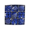 Set di palline di Natale blu floccate con dettagli dorati glitterati - Blu