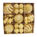 Set di 35 decorazioni natalizie floccate champagne in una scatola regalo argento - Giallo