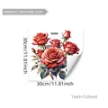 Dimensions du sticker mural fleurs roses rouges 30x30cm avec détails de feuille - Fleur de Rose Rouge (M10013)