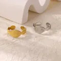 Minimalist adjustable stainless steel sunburst open rings in gold and silver finishes - Sunburst Dot Oil Press Style (JZ7400)