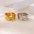 Adjustable wavy stainless steel rings set in minimalist gold and silver metallic finishes - Irregular Bumpy Wave Texture Style (JZ7407)