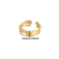 Minimalist gold-plated stainless steel wavy geometric open ring, width 5mm/0.19inch - Geometric Wave Line Style (JZ6116)