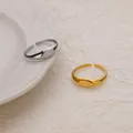 Minimalist stainless steel open signet rings in gold and silver finishes - Minimalist Oval Seal Style (JZ6283)