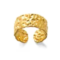Exquisite textured gold-plated stainless steel hammered open ring for men and women - Vintage Artistic Hammered Style (JZ5286)