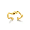 Minimalist wavy geometric stainless steel ring with elegant 18K gold plated finish - Artistic Wave Geometric Line Style (JZ4827)