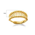 Adjustable gold-plated stainless steel geometric hollow ring with 9mm vertical line design - Vertical Geometric Fence Hollow Style (JZ5677)