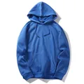 Royal blue men's autumn hooded sweatshirt featuring kangaroo pocket and adjustable drawstring. - Blue
