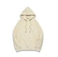 Classic men's cream-colored hooded sweatshirt with kangaroo pocket and drawstring - Apricot