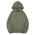 High-quality olive green men's autumn hooded sweatshirt with kangaroo pocket - Bean Green