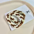 Stylish autumn winter brown and cream braided twist hair ties for women and girls - Dark Coffee and White Mixed