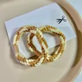 Set di due elastici per capelli intrecciati marroni e crema di alta qualità autunno - Bianco Sporco