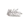 Earcuff a forma di spiga in argento con foglie di zircone per orecchie non forate - Un Orecchino a Clip Spiga Zirconia - Colore Oro Bianco