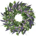 Handmade artificial lavender and daisy floral wreath for spring front door decoration - 45cm / Style 74