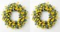 Spring artificial yellow daisy wreath with green eucalyptus leaves for front door decor - Yellow Daisy Eucalyptus Style (款式6) / 45cm