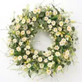 Lush artificial white daisy wreath with eucalyptus leaves for spring home decor - Dense White Daisy Eucalyptus Style (款式5) / 45cm