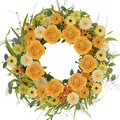 Spring artificial flower wreath with yellow peonies and daisies for home door decor. - Orange Yellow Peony Yellow Daisy Style (款式103) / 45cm