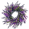 Artificial lavender wreath with purple flowers and green leaves for spring door decor - High Simulation Purple Lavender Style (款式107) / 45cm