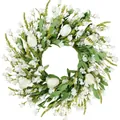 Elegant artificial wreath with white tulips and green leaves for spring door decor - White Tulip Fresh White Green Style (款式104) / 45cm