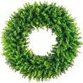 Green artificial boxwood wreath variant for indoor and outdoor spring decor - 45cm / Style 126