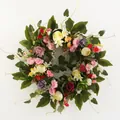 Colorful artificial floral wreath with roses and lilies for festive spring door decor - 45cm / Style 130