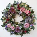 Artificial peony and hydrangea floral wreath for spring door decoration - 45cm / Style 131