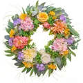Vibrant artificial spring flower wreath with mixed roses and dahlias for door decor. - 45cm / Style 168