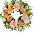 Colorful artificial flower wreath for spring door decoration with dahlias and peonies - 45cm / Style 23