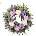 Elegant spring artificial flower wreath with purple tulips and peonies for home and door decor - 45cm / Style 26