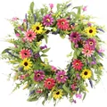 Vibrant spring artificial daisy wreath for Easter door decoration - 45cm / Style 30