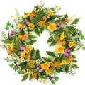 Spring artificial floral wreath with butterflies for Easter and door decoration - 45cm / Style 38