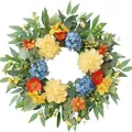 Vibrant artificial spring floral wreath for Easter door decoration and home - 45cm / Style 28