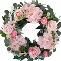 Pink and blush artificial floral wreath for spring and Easter door decor - 45cm / Style 44