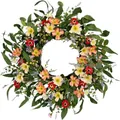 Spring artificial floral wreath with colorful daisies for Easter and holiday door decor - 45cm / Style 62