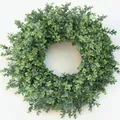 Artificial green boxwood leaf wreath for spring home decor and front door hanging - 45cm / Style 124