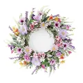 Artificial spring flower wreath for front door wall decoration - 45cm / Style 190