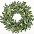 Artificial green leaf and berry wreath for spring and Easter festive door decoration. - 45cm / Style 153