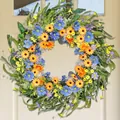 Handmade colorful artificial flower wreath for spring front door and wall decoration - 45cm / Style 154