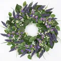 Artificial lavender and wild flower wreath for spring door and home wall decoration - 45cm / Style 164